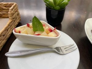 Daily menu dessert - fruit salad  at Vegan Loving Hut Neubau in Vienna