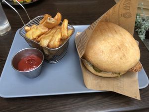 chicken burger   at Vegan Loving Hut Neubau in Vienna