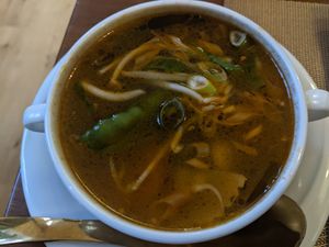 Tom yam soup at Vegan Loving Hut Neubau in Vienna