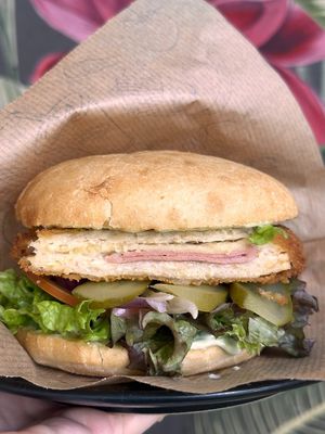 vegan Cordon Bleu Burger at Vegan Loving Hut Neubau in Vienna