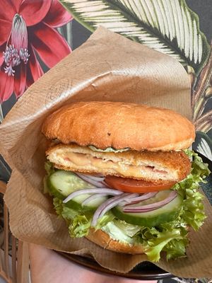 Cordon Bleu Burger at Vegan Loving Hut Neubau in Vienna