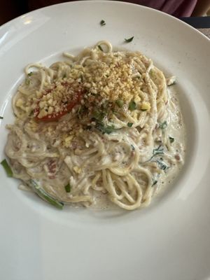 carbonara. so good..  at Vegan Loving Hut Neubau in Vienna