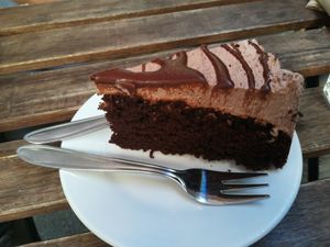 Chocolate cake at Vegan Loving Hut Neubau in Vienna