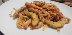 Vegan Cajun Shrimp & Chicken Pasta at BoricuaLay in Hialeah