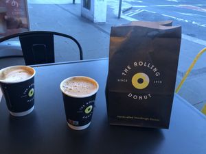 Coffee & doughnut deal 5€  at The Rolling Donut - O'Connell St Kiosk in Dublin