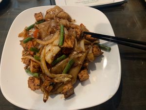 Thick noodles with tofu  at Boba Tea Cafe in Niagara Falls