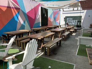 Outdoor patio seating  at Naughty Panda in Santa Ana