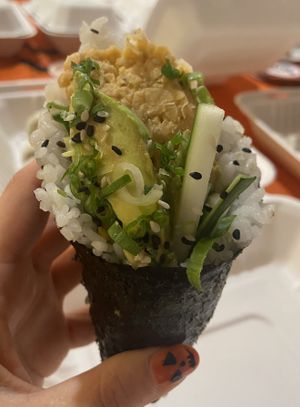 Vegan tuna hand roll  at Naughty Panda in Santa Ana