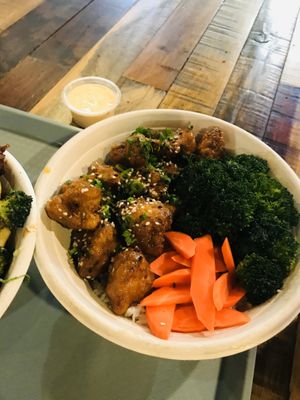 Orange Chicken Bowl at Naughty Panda in Santa Ana