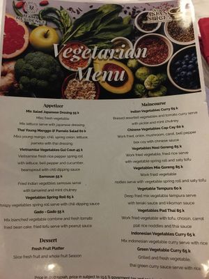Vegetarian menu - I was informed by the staff that the vegetable Pad Thai contains fish sauce which can be removed on request  at Asian Spice in Legian