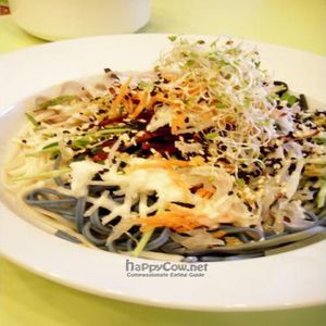 Trio Colour Noodle with Organic Salad  at Vegsenz in Central Singapore