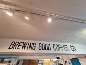Inside sign at Brewing Good Coffee Company in Savage