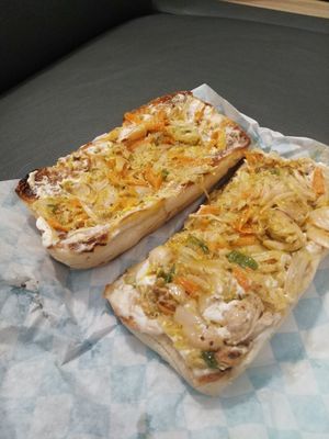 Jackfruit Kani (crab) sandwich at Brewing Good Coffee Company in Savage