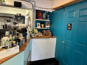 Coffee station/restroom at Brewing Good Coffee Company in Savage