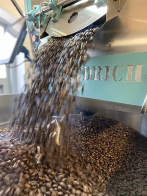 Freshly roasted coffee at Brewing Good Coffee Company in Savage