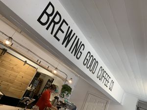Inside counter at Brewing Good Coffee Company in Savage