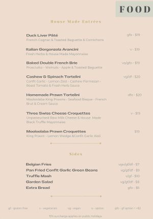 Menu at Bar Deco - Belgian Beer & Wine Garden in Yandina