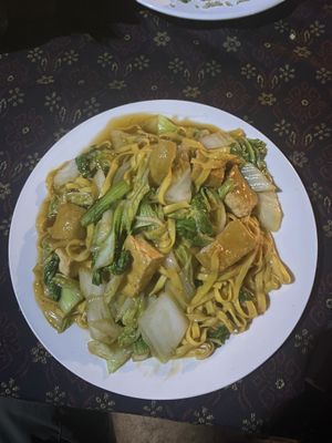Fried noodles with tofu  at Khmer Food Café - Food Stall in Kampot