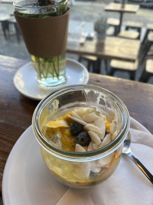 Chia pudding and mint teaa  at What do you fancy love? - Linienstraße in Berlin