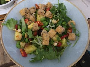 Crispy tofu salad with roasted pineapple at The Potting Shed in Langley