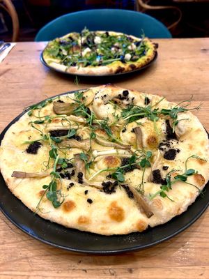Wild mushroom, truffle & garlic flatbread at The Potting Shed in Langley