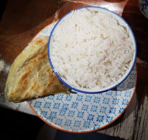 Coconut and Pandan Rice with Roti Canai at Stella's Malaysian in East London