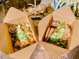 Cheesy scramble  at Bliss Cafe in San Luis Obispo