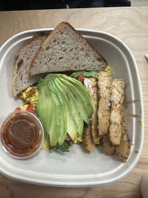 Cheesy scramble with house made sourdoughh  at Bliss Cafe in San Luis Obispo