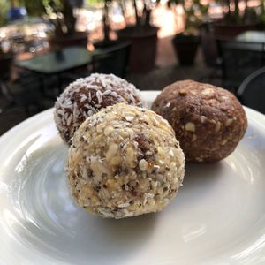 Assorted protein packed date and nut Bliss Balls at Bliss Cafe in San Luis Obispo