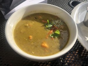 Split pea and sweet potato soup  at Bliss Cafe in San Luis Obispo