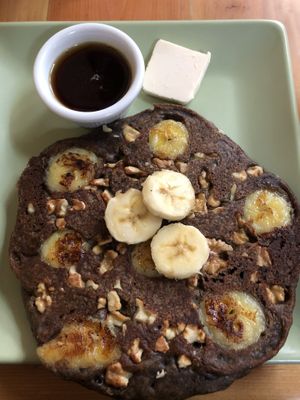 Buckwheat pancake with banana and walnuts  at Bliss Cafe in San Luis Obispo