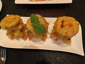 Awesome tempura beautifully presented
 at Anacardos in Cartagena