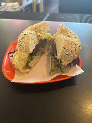 Roasted portobello mushroom bagel sandwich   at Public Espresso + Coffee in Buffalo