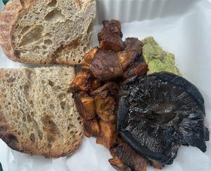 Sweet Potato Hash Bowl - portabella substitute   at Public Espresso + Coffee in Buffalo