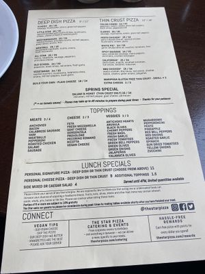 Menu 1  at The Star on Park in Alameda