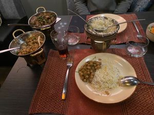 Mushroom curry and Chick pee curry at Namastey India in Veenendaal