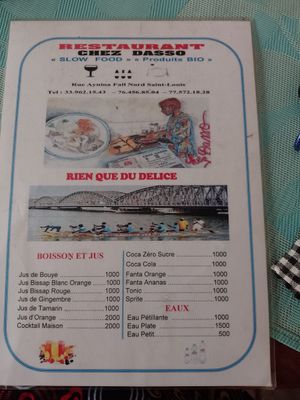 Menu novembre 2024 at Chez Dasso in St Louis