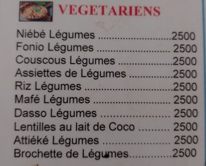 Menu vegan 2024 at Chez Dasso in St Louis
