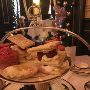 Top tier of the vegan afternoon tea  at The Georgian Tearoom The Dome in Edinburgh