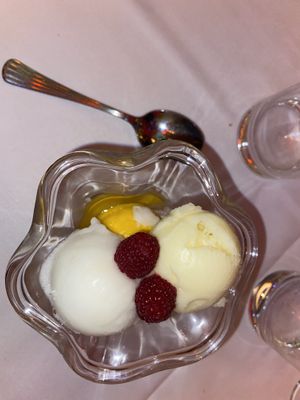 lemon, mango and champagne sorbets  at The Georgian Tearoom The Dome in Edinburgh