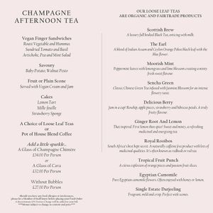 Menu  at The Georgian Tearoom The Dome in Edinburgh