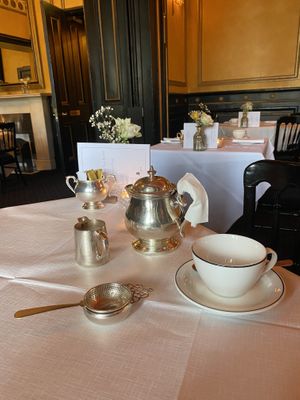 Tea in silver service  at The Georgian Tearoom The Dome in Edinburgh