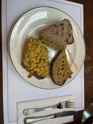 Coronation chickpea sourdough sandwich  at The Georgian Tearoom The Dome in Edinburgh