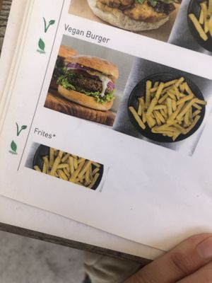 Vegan burger and fries  at Terra Madre in Nice