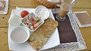 Omelette and coconut latte 🙏 at Island Sisters in Weligama