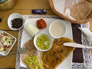 Amazing vegan breakfast! The vegan omelet was one of the best I ever had.  at Island Sisters in Weligama