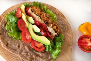 summer birrito before it's rolled at LIGHTS Vegan Team in Fukuoka