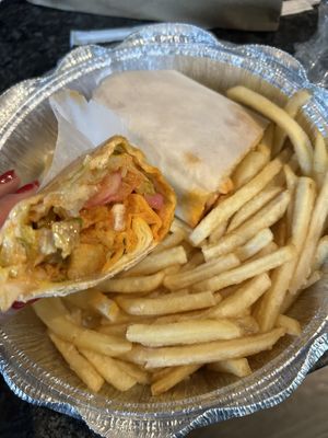 Buffalo chikn wrap with fries   at My Deli Gourmet in Bronx