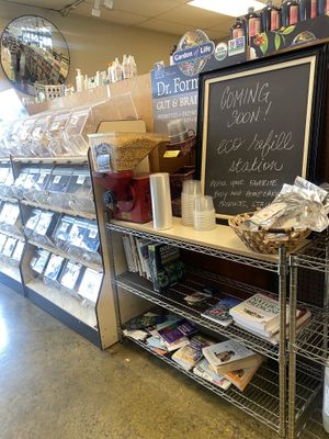 Signage - Eco Refill Stations Coming Soon!! 🥰  at Cornucopia Natural Foods in Modesto