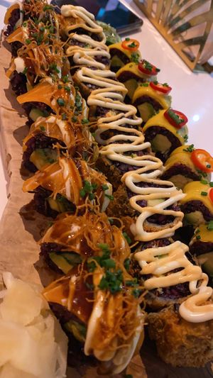 3 different rolls at Vegan Sushi Bar - Kinkerstraat in Amsterdam